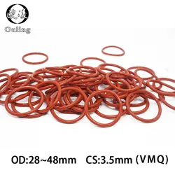 5PCS/lot Red Silicon Rings CS3.5mm Silicone/VMQ O ring Thickness OD28/32/35/37/38/40/45/48mm Rubber O-ring Sealing Gasket Washer