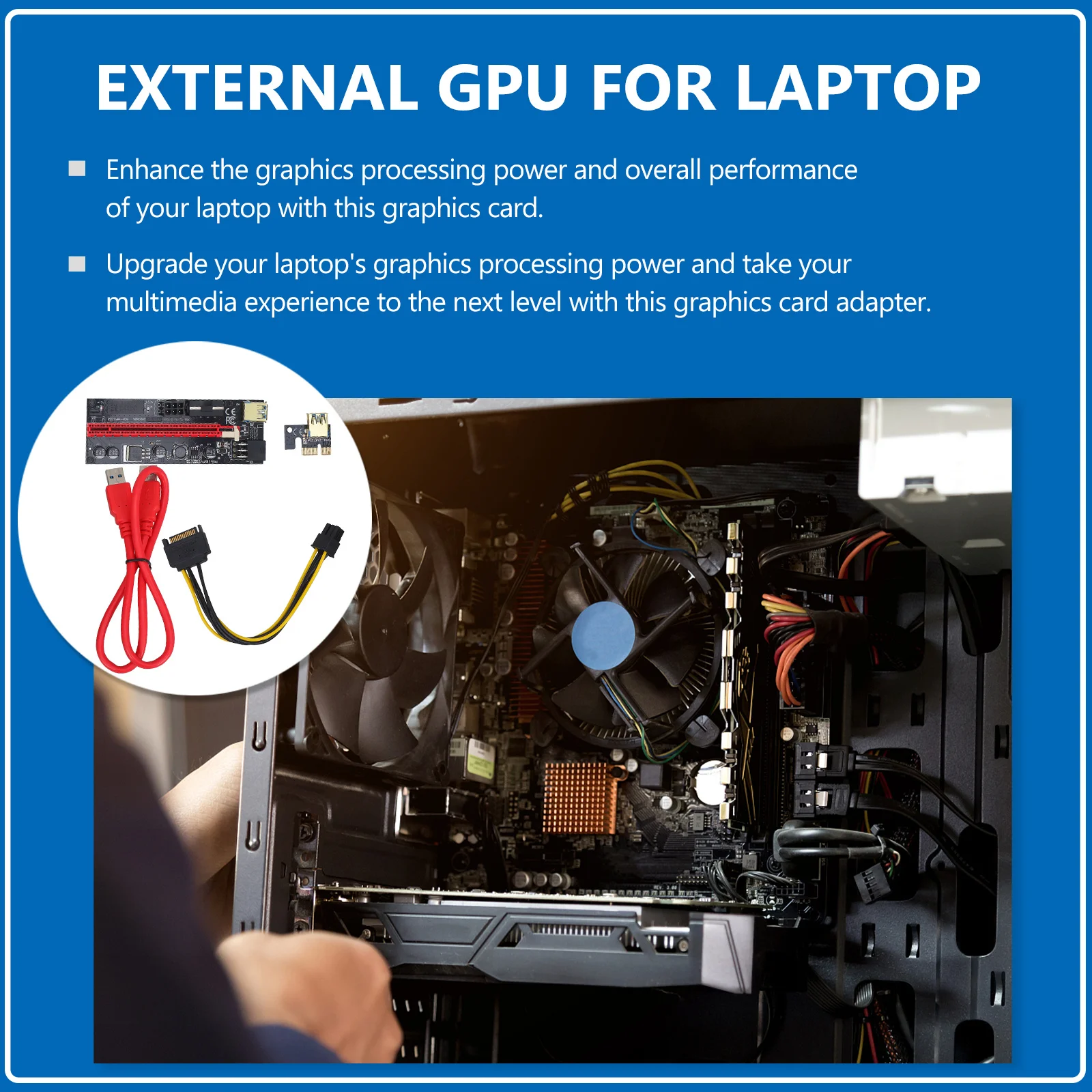 1 ensemble de câbles d'extension GPU externe Pci-E, carte graphique pour ordinateur portable, connexion de moniteur externe, fourniture d'ordinateur de jeu