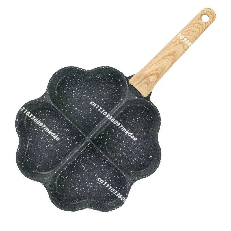 Household Mai Fan Stone Love Four-Hole Fried Egg Breakfast Pot, Mini Pan Non-stick Egg Dumpling Pot, Hamburger Fried Egg Pot