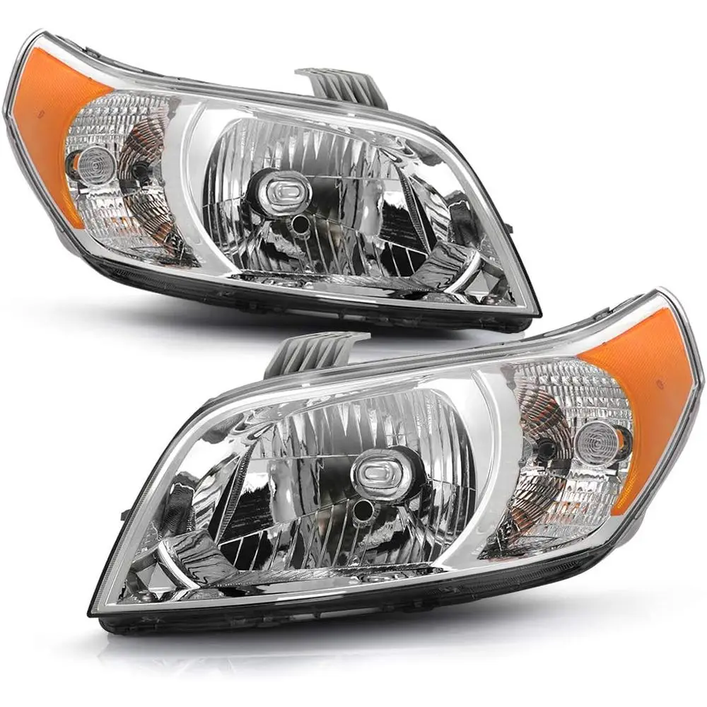 

- For 2009-2011 Chevy Aveo5 Factory OE Style Chrome Housing Front Headlights Headlamps Replacement Left+Right Set