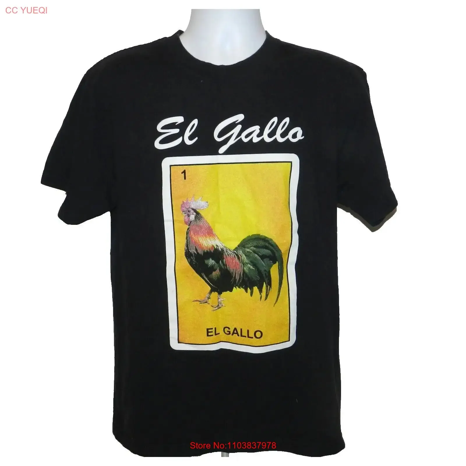 Camiseta El Gallo Lotería Mexicana Bingo Humor Gráfico Novedoso Divertido Negro Talla L Vintage Lavado Gráfico Casual Ligeramente