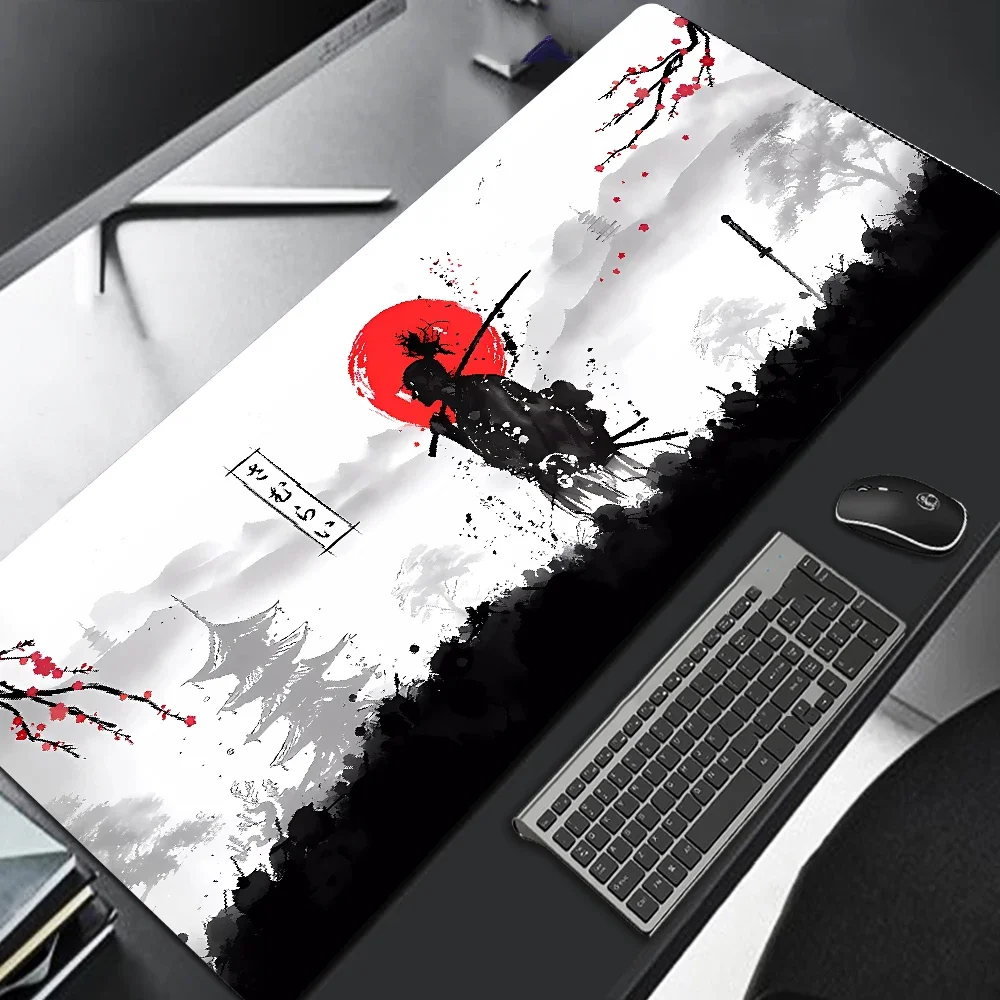 Samurai Warrior Mouse Pad Gamer ملحقات الكمبيوتر لوحة المفاتيح الجدول حصيرة لوحة الماوس السوداء شركة الألعاب مكتب الكمبيوتر المحمول ملحق الكمبيوتر