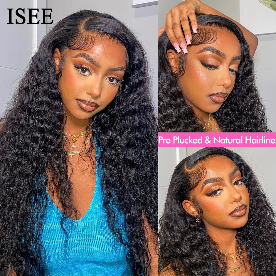 ISEE HAIR Brazilian Water Wave Wig 13x6 HD Lace Frontal Wig For Women 13x4 Lace Front Wig Lace Closure Curly Human Hair Wig