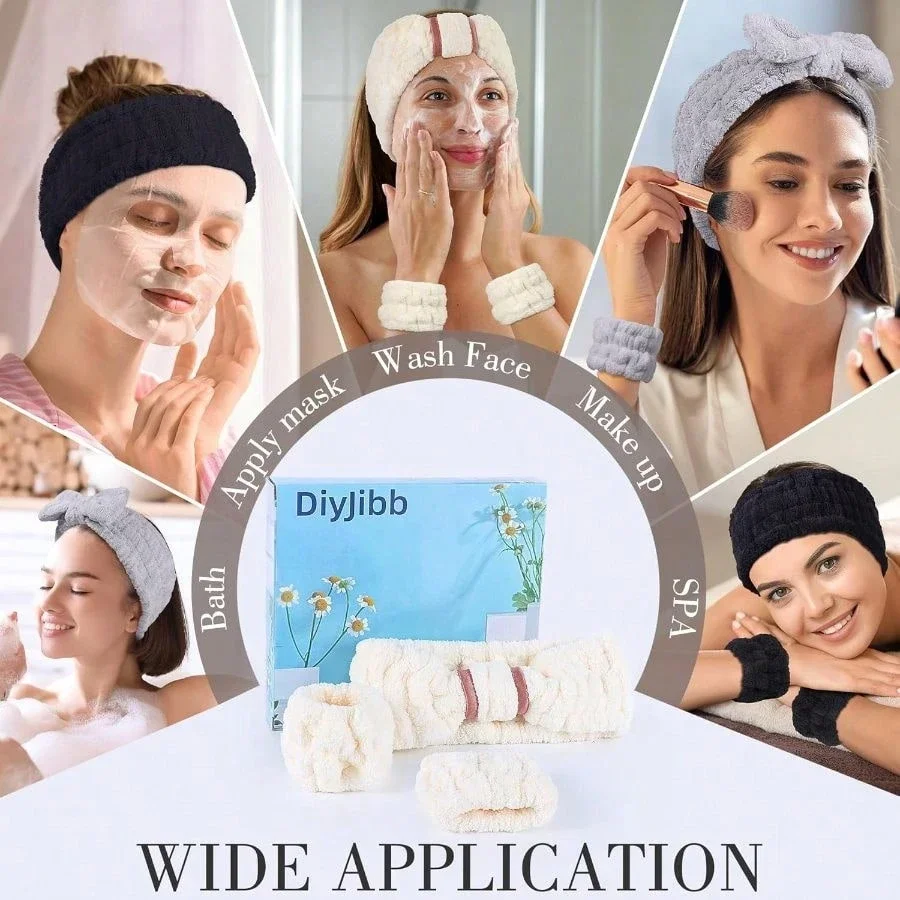 

9 Pcs Spa Headband And Wristband Set For Washing Face Makeup Sports Yoga