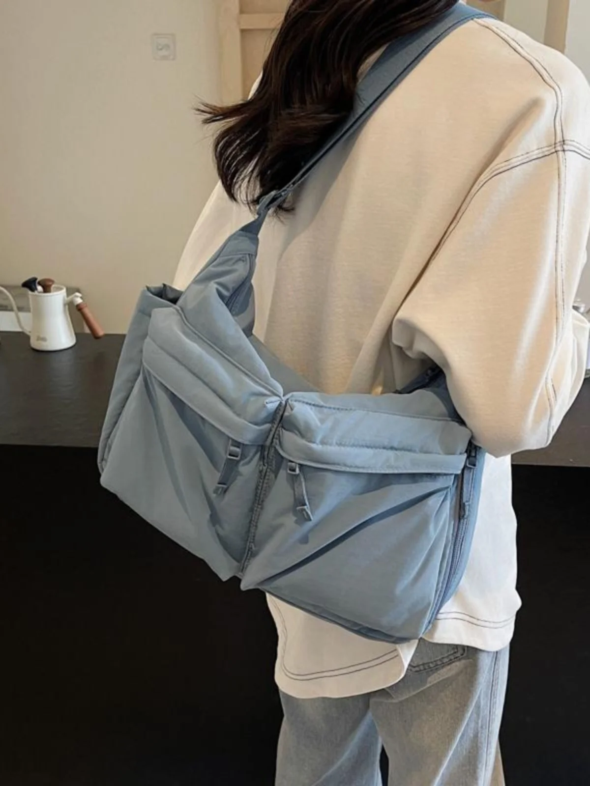 

Large Capaci Casual Nylon Crossbody Bag Women's Single oulder Sling Bag Multi-ket Workwear Sle Waterproof Bag