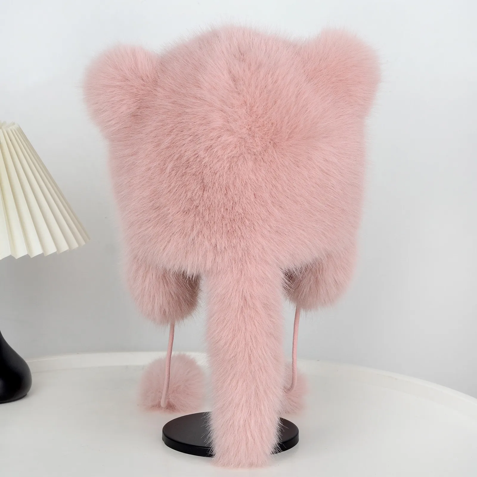 Winter Plüsch Kunstfell-Mütze für Damen Dicke Flauschige Ohrenschutz-Kappe Winddichte Warme Kopfbedeckung Balaclava-Mütze Damen Panama Russische Mütze – Detail 16