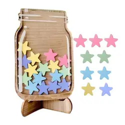 Reward Jar for Classroom Star Classroom Wooden Reward Jars with 25 Stars Portable Behavior Chart for Teachers & Students