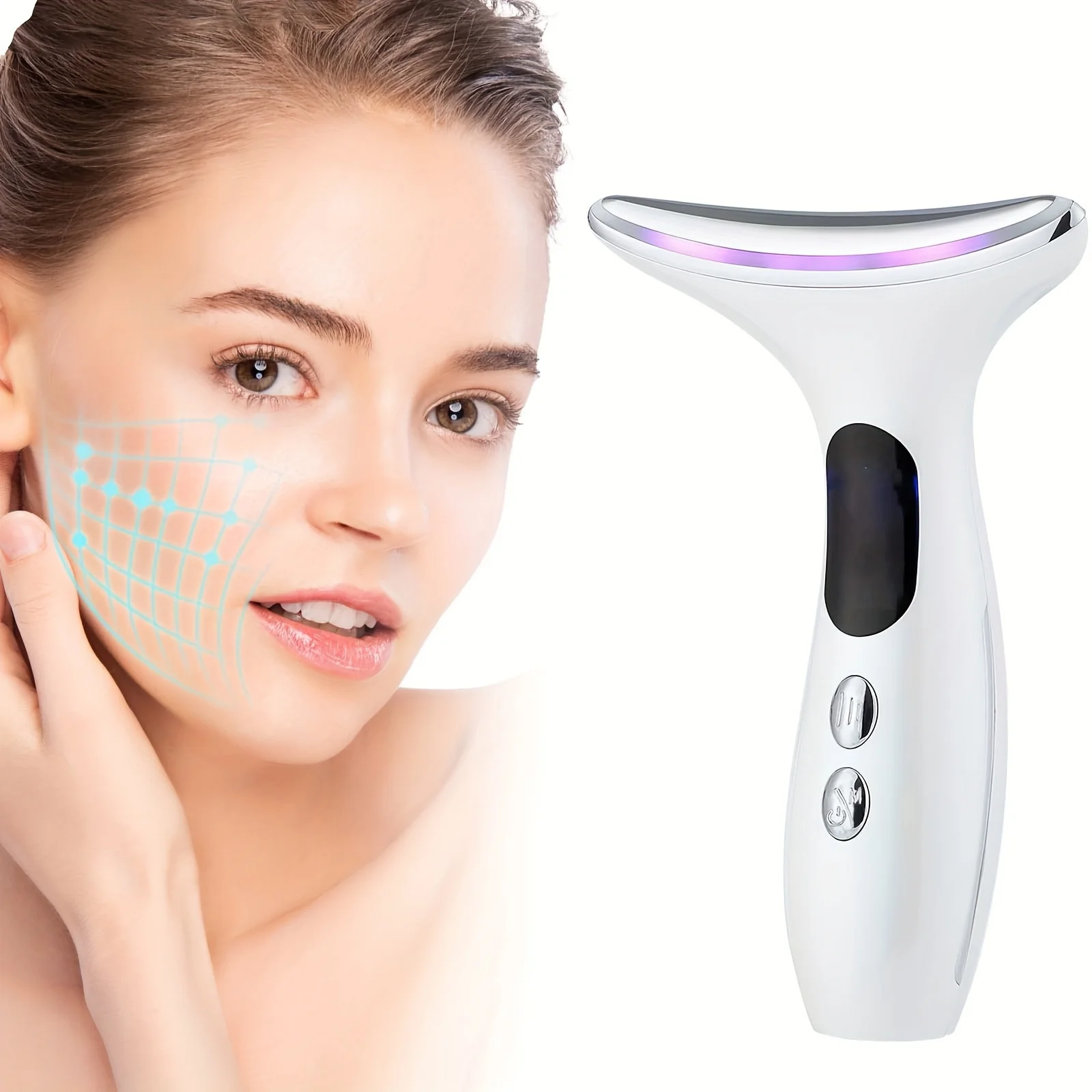 

Rechargeable Facial And Neck Massager Neck Face Beauty Device, 3 Mode Face And Neck Massager, PortableSkin Care Facial Massager