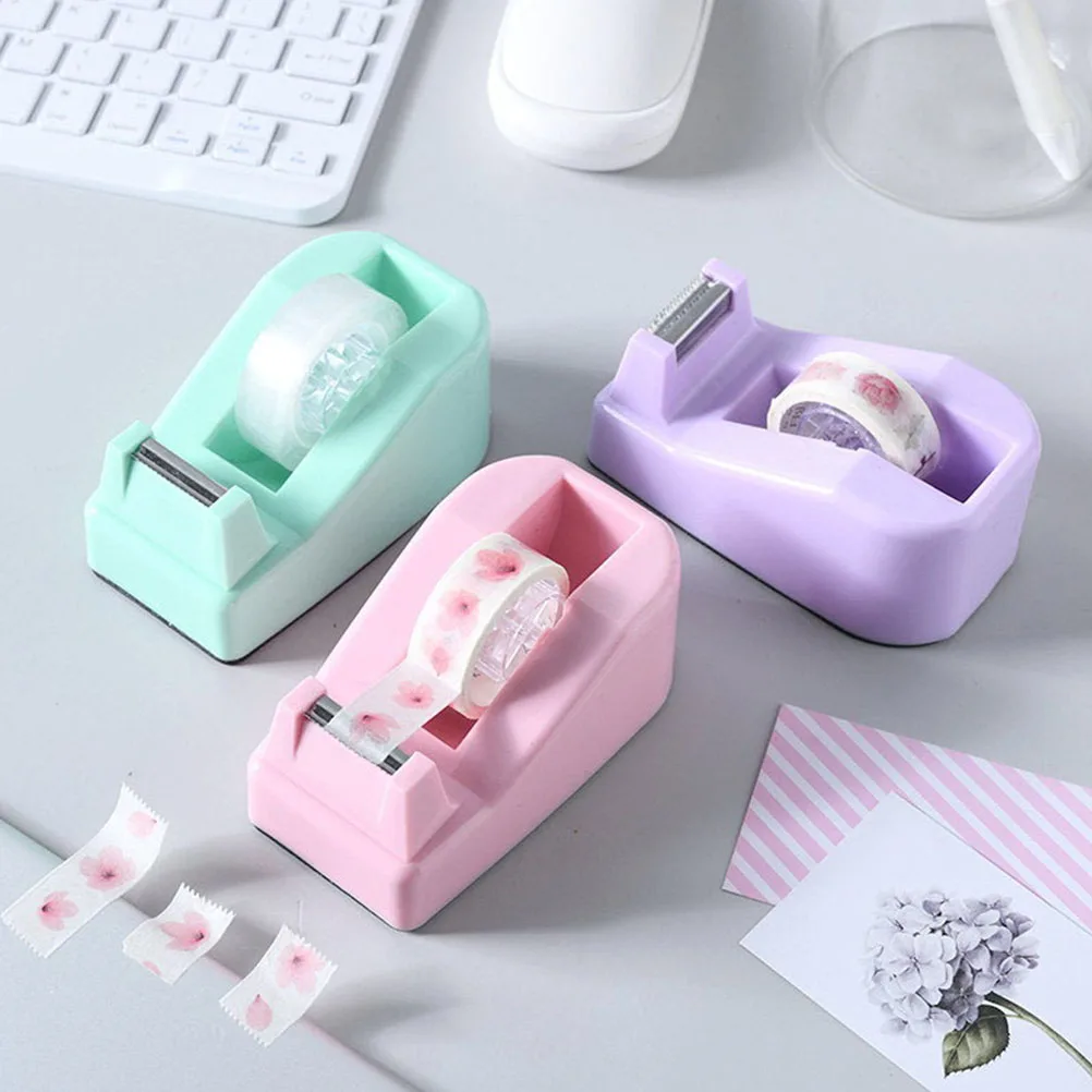 

3pcs Color Tape Dispenser Desk Holder Automatic Desktop Washi Machine Plastic Office Home Use Sticker Dispensers Household