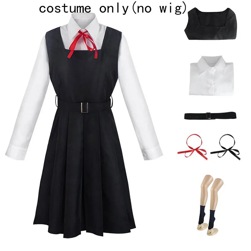 Mitaka Asa Cosplay Kostuum met Jurk Zwart Rood Stropdas Sokken Halloween Comic Con Plus Size Mitaka Asa Outfits