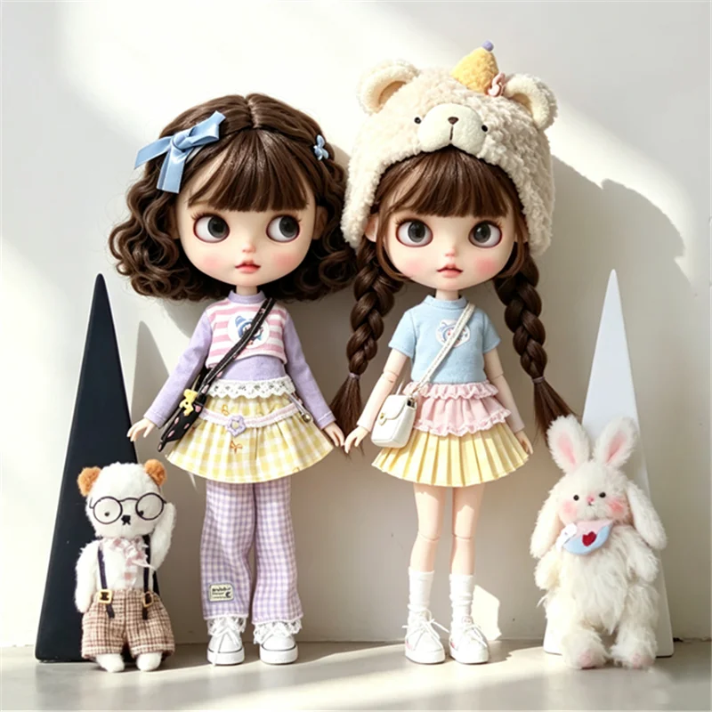 For Blythe Doll Outfit Clothes Cute Gril Dress Shoes Set Sexy Polka Dot Skirt Jeans Pants Set Clothing For OB24 OB22 Small 1/6
