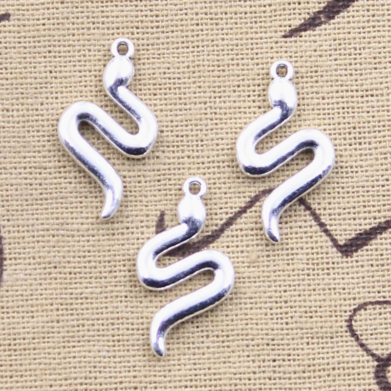 20pcs Charms Snake 24x12mm Antique Silver Color Pendants DIY Crafts Making Findings Handmade Tibetan Jewelry