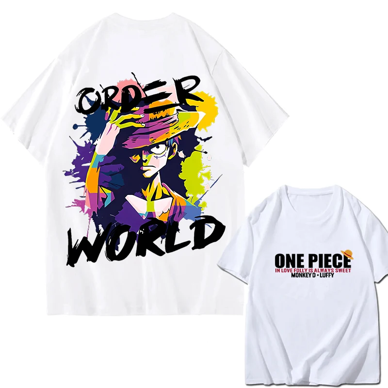 2026 Neujahrs-Sonderangebot ONE PIECE Zoro Luffy Gear 5 Bedrucktes Lockeres Kurzarm-Baumwoll-T-Shirt Sommer Reines Baumwoll-Herren-T-Shirt