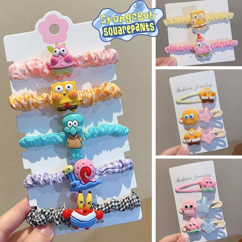 SpongeBob Patrick Star Hairpin Hair Rope Cartoon Anime Hair Clip Girl Hairband Bb Clips Kawaii Hair Accessories Kid Headwear