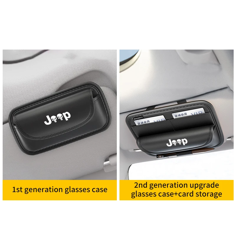 For Jeep Rengade Compass Patriont Grand Cherokee Car Sunshade Storage Bag Car Glasses Clip Card Bag Ticket Receipt Storage Bag