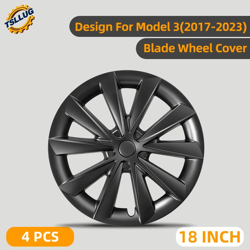 

4PCS For Tesla Model 3 2017-2023 Blade Style Wheel Cover 18 Inch Car Replacement Automobile Hub Cap Full Rim Car Accessories