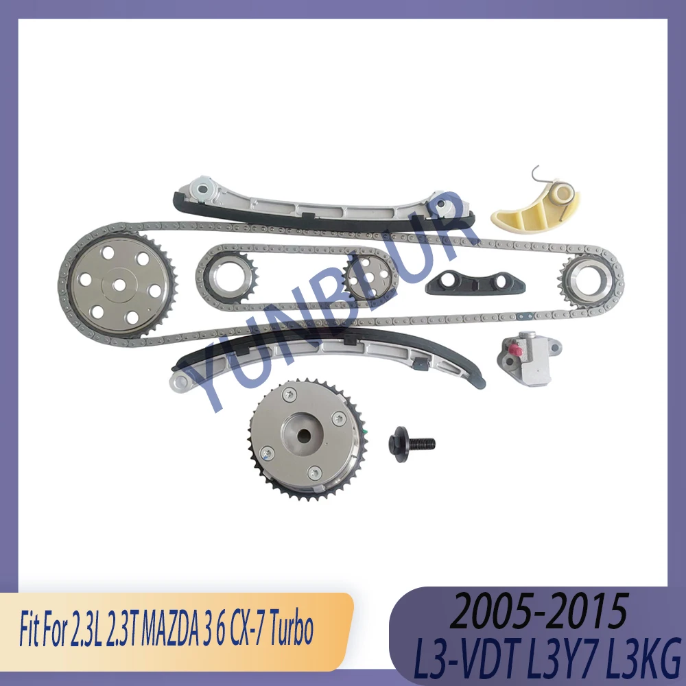 Kit de Cadena de Distribución y Engranajes VVT para Motor 2.3L T Gasolina 05-14 L3-VDT L3Y7 L3KG Compatible con MAZDA 3 6 CX-7 Turbo 2.3L 2.3T 07-14