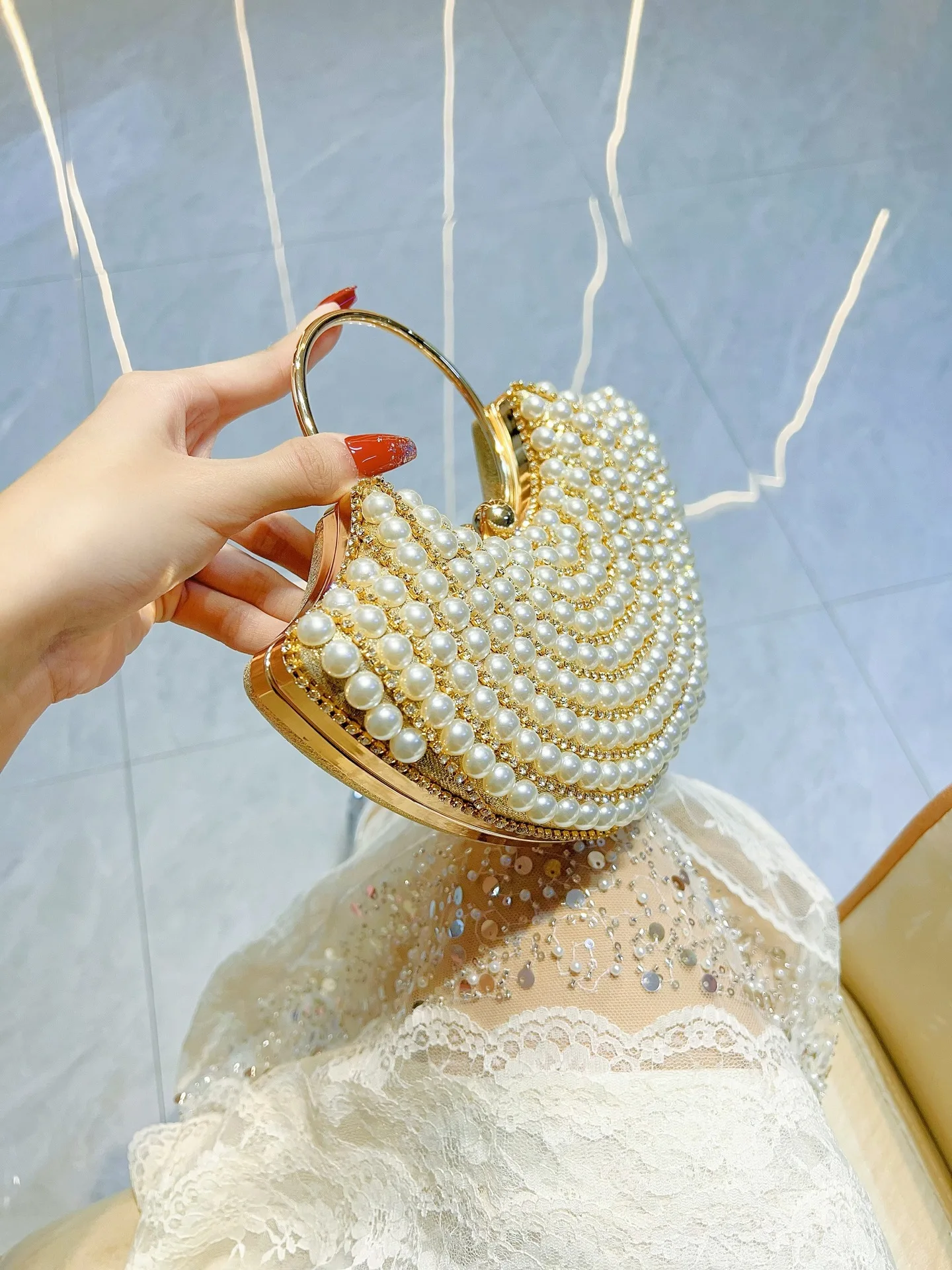 New Evening Bag, Ladies' Banquet Bag, Cross Shoulder Handbag, Pearl Fragrance Style, Diamond Inlaid Style, Single Shoulder Bag