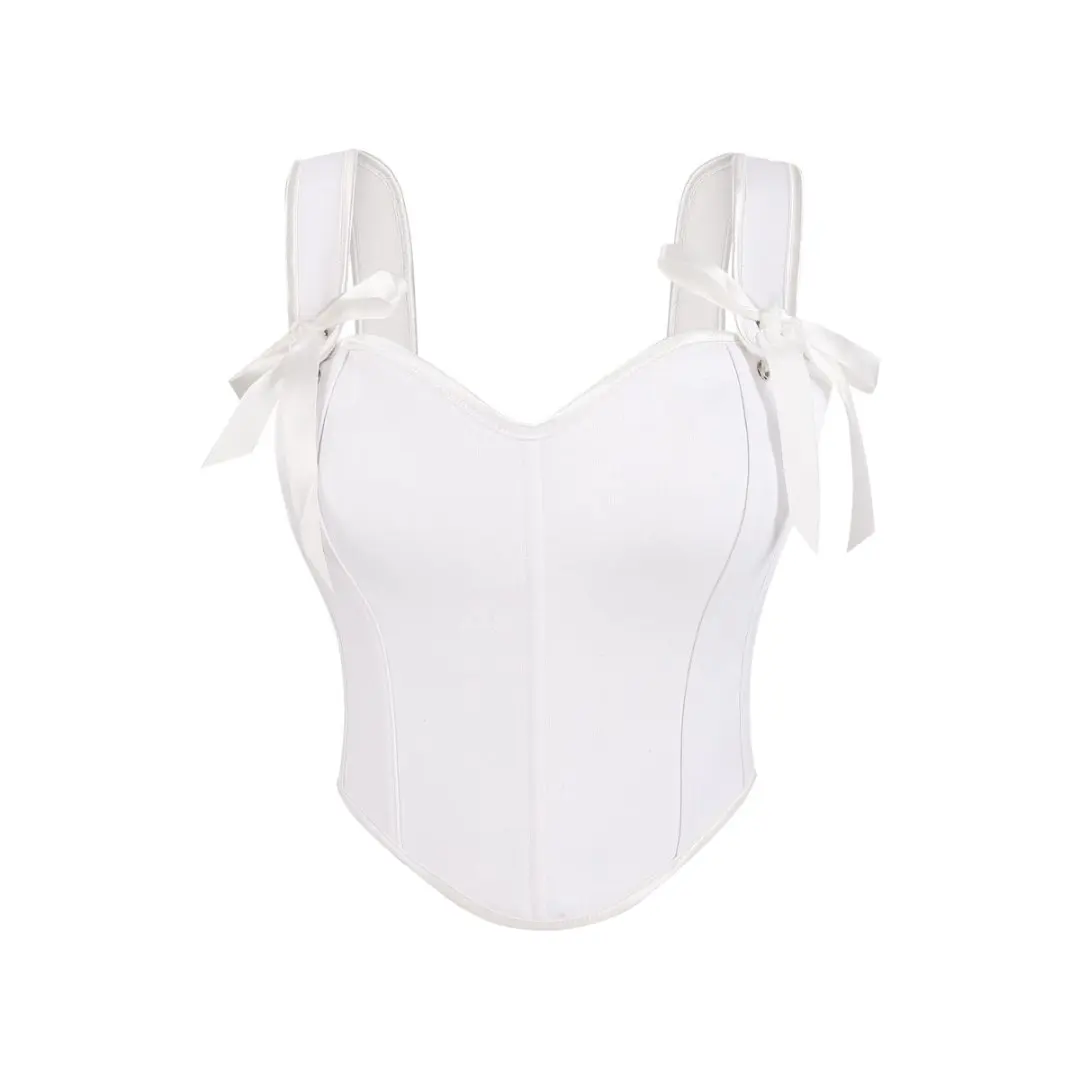 مشد الزفاف أعلى الكورسيهات البيضاء overbust والمشدات للنساء