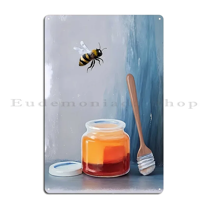 Honey Bee Kitchen Decor Food Art Print Download Bee Metal Signs Customize Custom Wall Cave Bar Cinema Tin Sign Poster