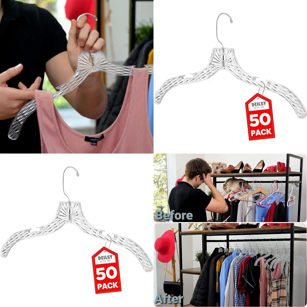 

50-Count Plastic Hangers - Heavy Duty for Dresses, T-Shirts, Shirts, Blouses, and Coats - Ideal for Closet Organization