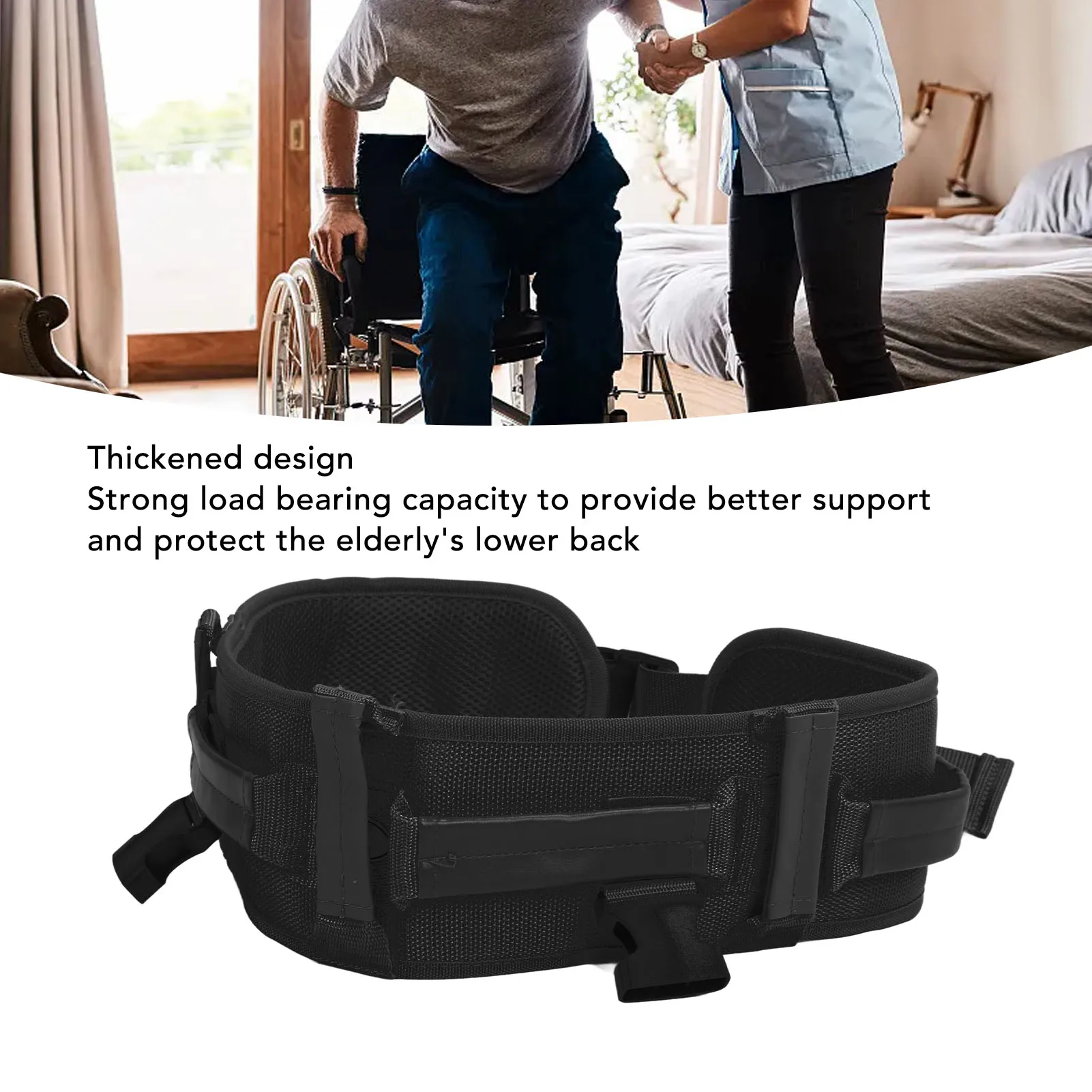 Transfer and Walking Gait Belt with Handles Adjustable Elderly Standing Assist Lift Belt for Seniors Caregiver Nurse Gait Belt