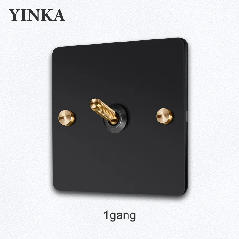 YINKA Stainless Steel Light Switch with Copper Toggle, Durable Modern Metal Wall Switch for Home, Single/Double/Triple Options image 3