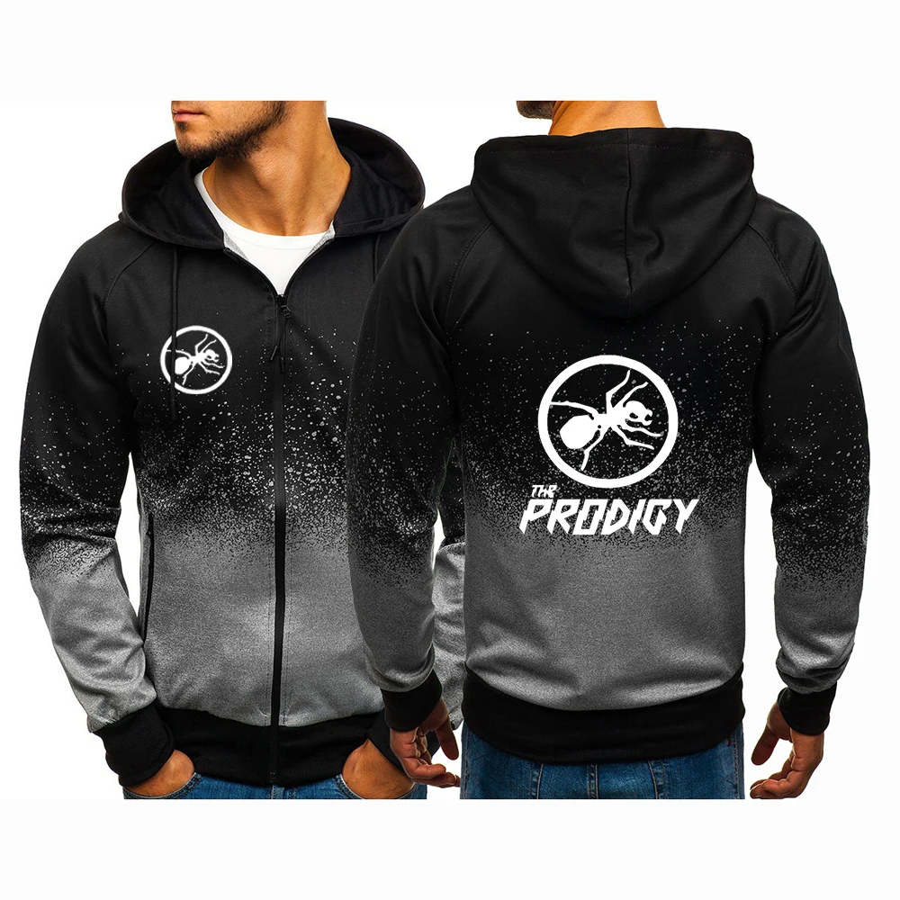 The Prodigy Punk Bigbeat Rock Band Men's New Gradient Color Zipper Hoodies Sweatshirts Fashion Casual Coats Pullover Tops