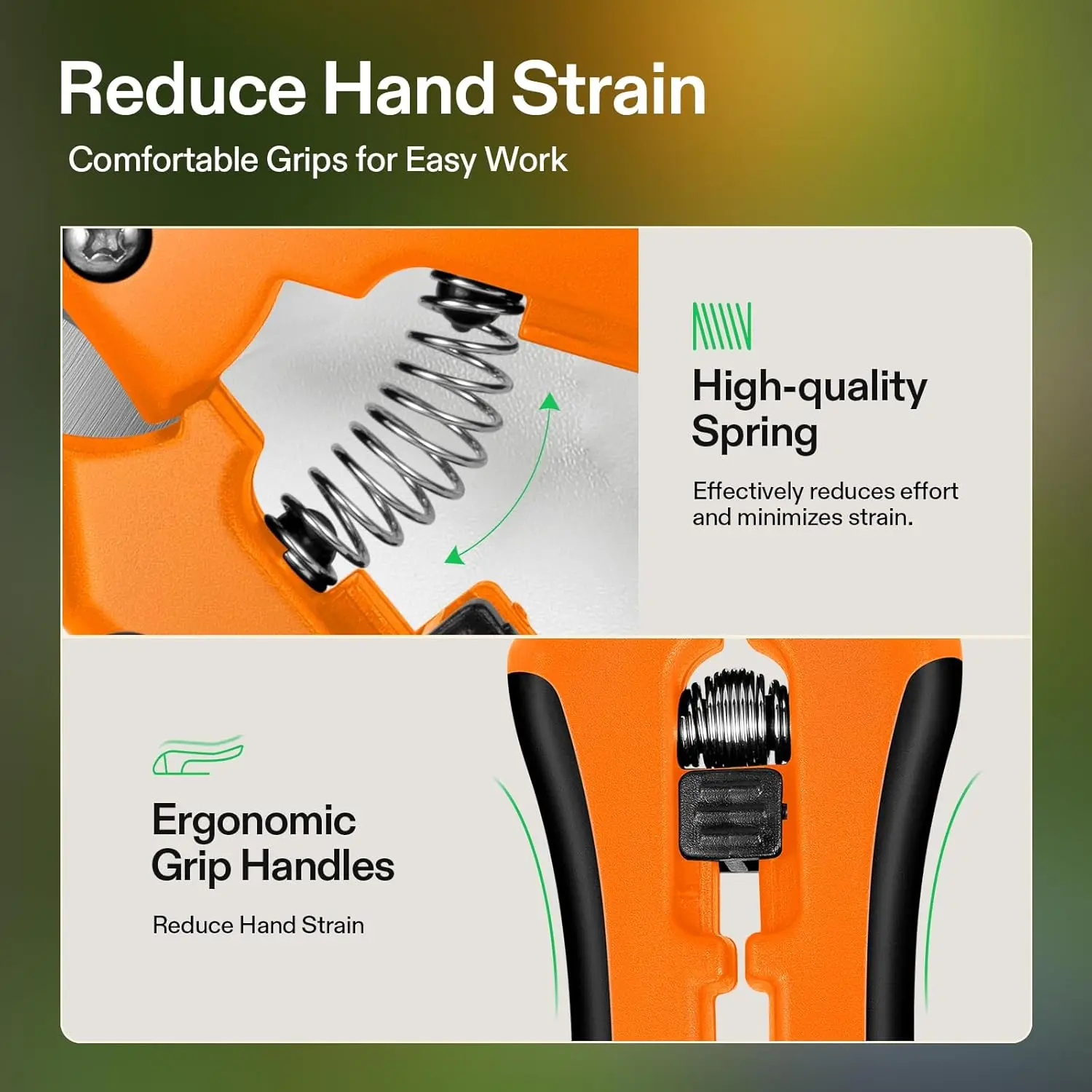 مقص حديقة VIVOSUN مقاس 6.5 بوصة ومقصات تجاوز 8 بوصات - مقلمات شديدة التحمل مع شفرات SK5 احترافية