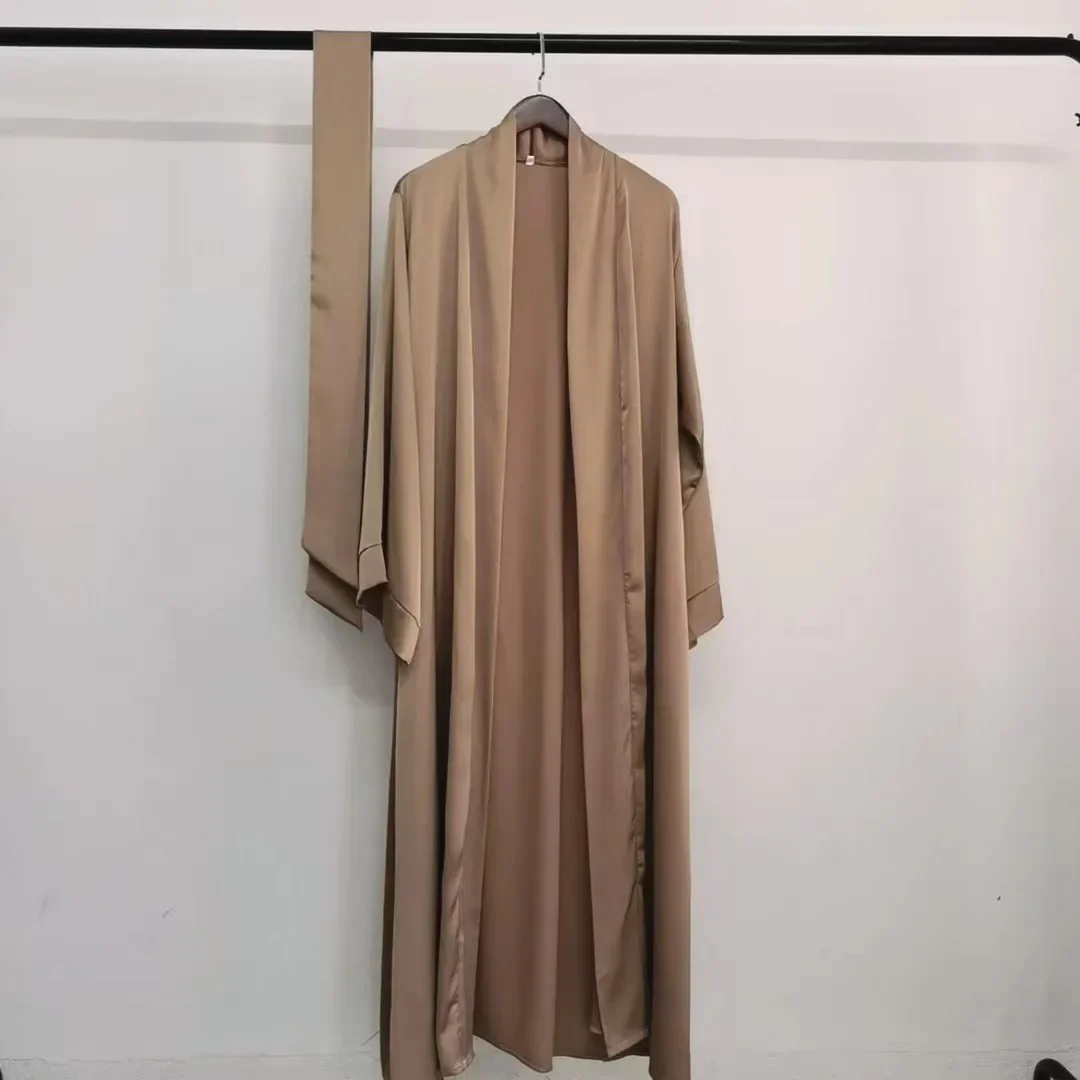 Muslim Kimono Dubai Abaya Solid Cardigan V-neck Middle Eastern Saudi Arabia Long Abaya Muslim Fashion Dress No Inner Abaya