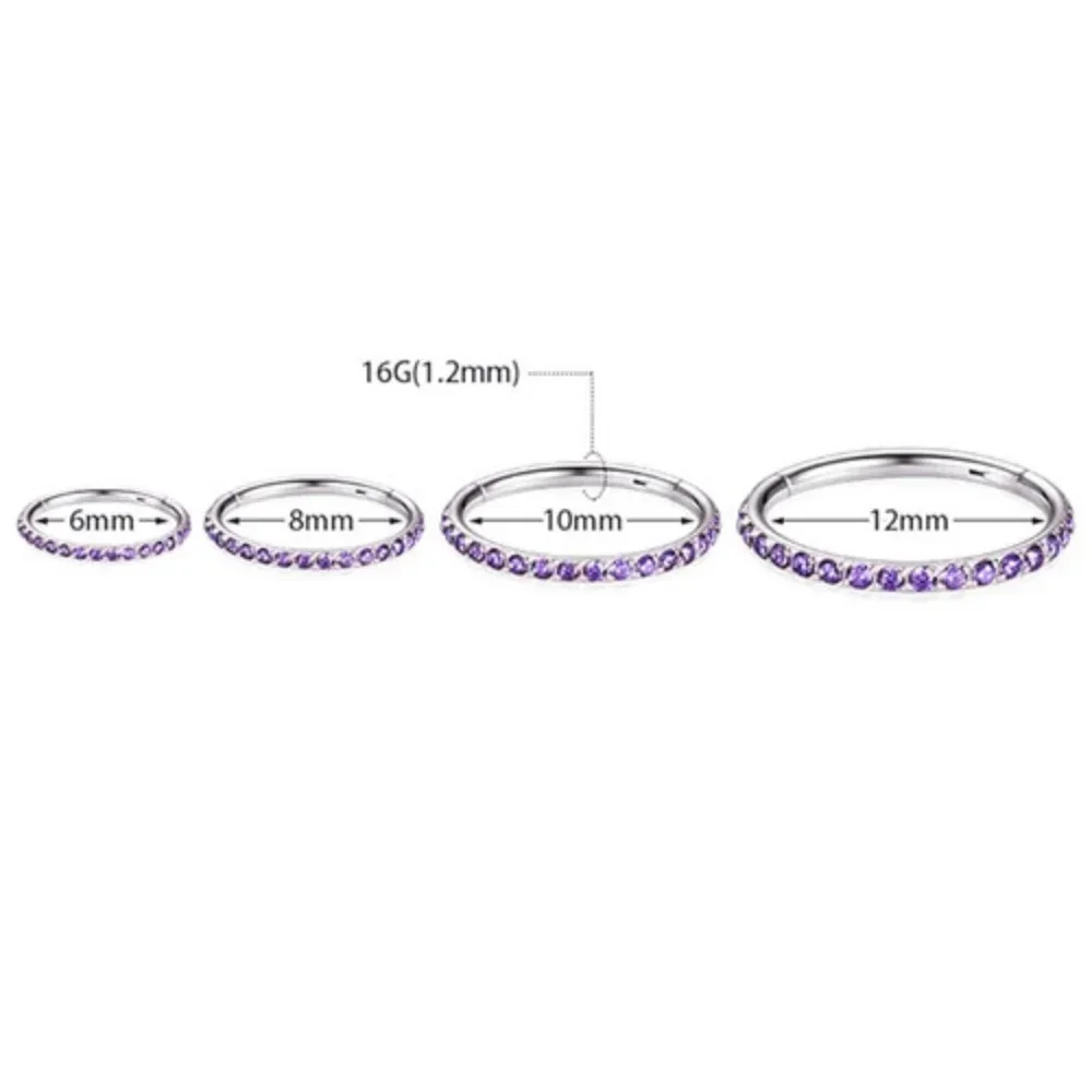 G23 Titanium Multi Color Zircon 6-12mm Nose Ring Septum Clicker Ear Helix Tragus Conch Piercing