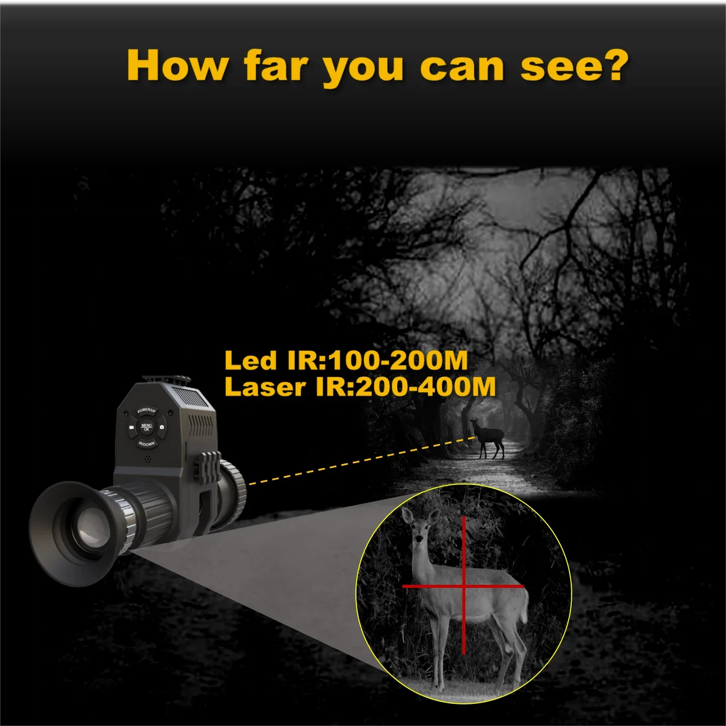 Portable NK007 Monocular Telescope - 400m Night Vision Range + Laser Illuminator, Ideal for Outdoor Hunting Adventures