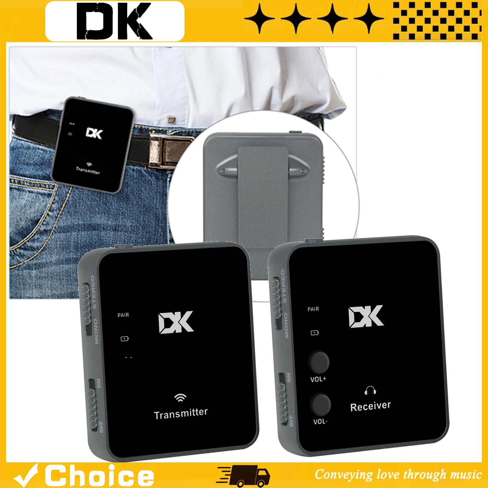 Wireless Earphone Monitor with Volume Button  Transmitter Receiver Support Stereo Mono Guitar Wireless Transmitter Receiver