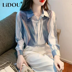 Spring Autumn Elegant Fashion Buttons Chiffon Shirt Ladies Long Sleeve Korean Style All-match Cardigan Top Loose Casual Blouses