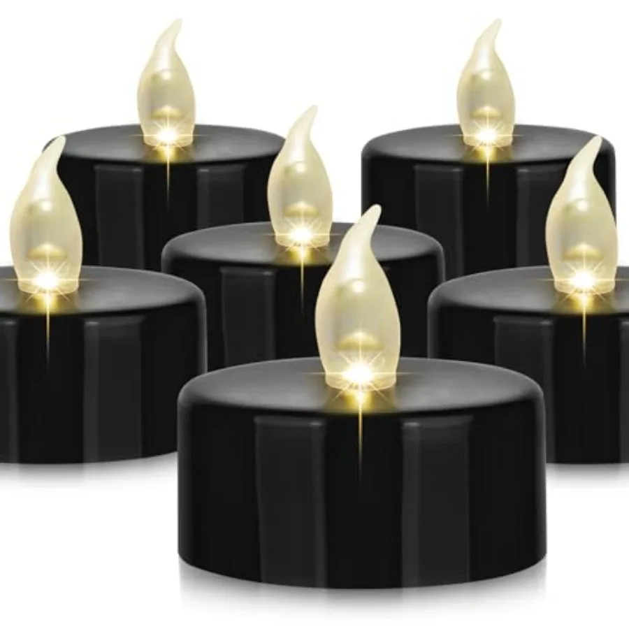 

Battery Operated LED Tea Lights: Flameless Votive Candles Lamp Realistic and Bright Flickering Holiday Gift Long Lasting 200Hou