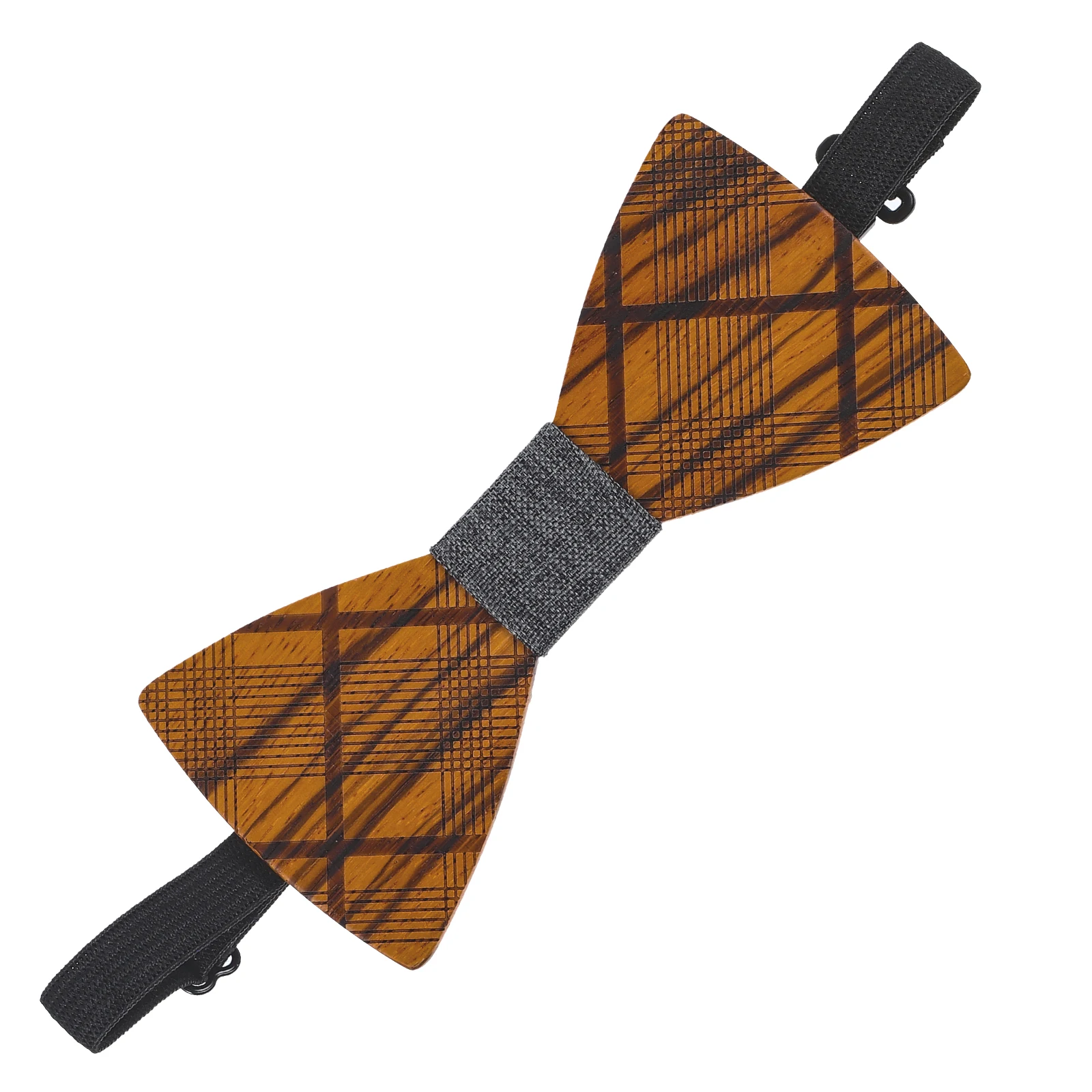 

Adjustable Handmade Wooden Bow Tie Men Groom Wedding Party Tuxedo Accessory Gray Wood Stripe Design Fashionable Bowtie For Men