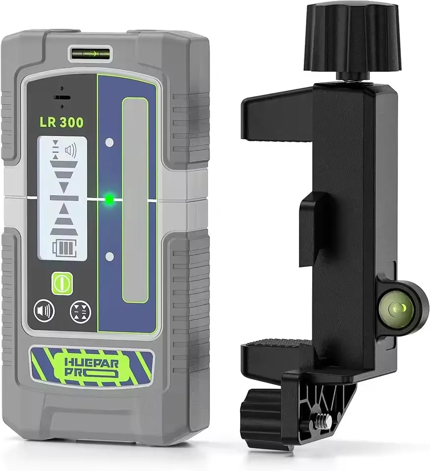 Huepar LR300 Laser Level Receiver Detector Suitable for Red and Green Line With Dual Bubble Level&Precision Mode 3-Level Volume