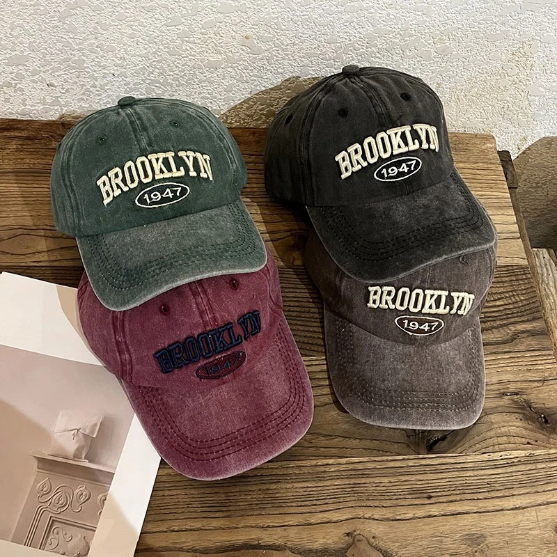 American retro washed baseball caps children ins spring and summer versatile couples show their faces small shade peaked caps