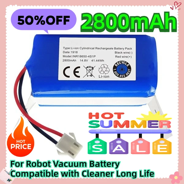 

2800mAh 14.8V For Robot Vacuum Battery Compatible with Cleaner Long Life