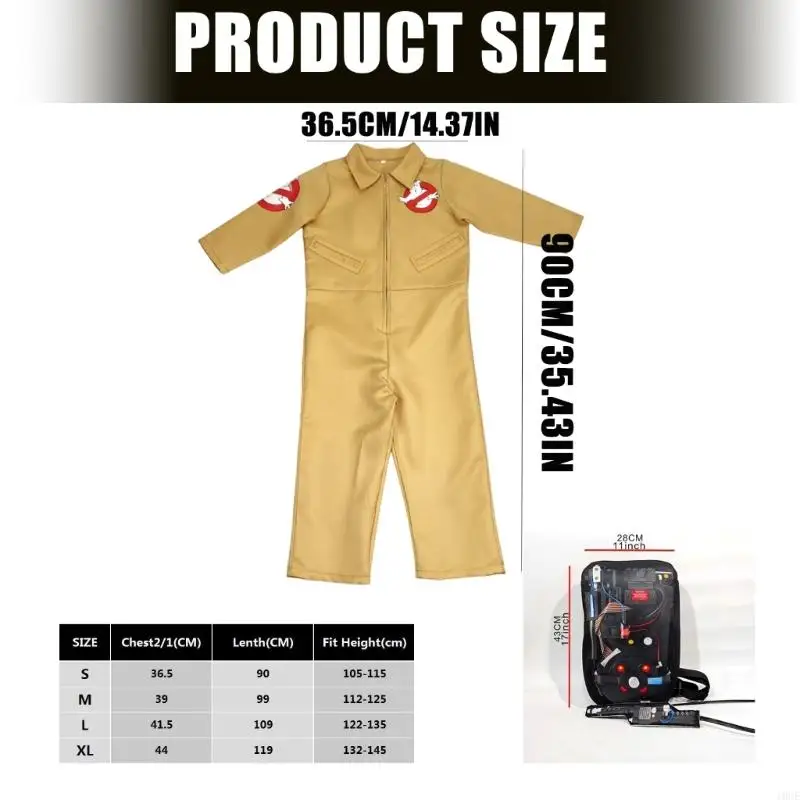 أزياء الأطفال الصغار Ghostbuster بذلة Ghostbuster حزمة البروتونات التأثيرية أزياء الهالوين ملابس Ghostbuster هدية