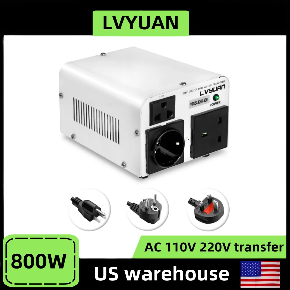 110V to 220V Voltage Transformer 1500W/800W Step Up/Step Down Output Voltage Converter US/UK/EU Plug