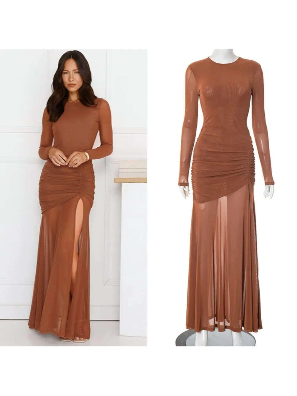 Élégance du nouveau produit printemps et automne 2026, pli rétractable, coupe serrée, Look maigre, Collection de taille, épissage en maille, Micro Tran