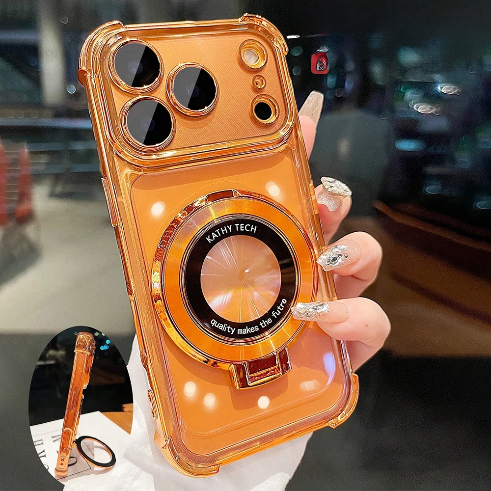 Anti-Drop Luxury Electroplated Case for iPhone with Ring Holder