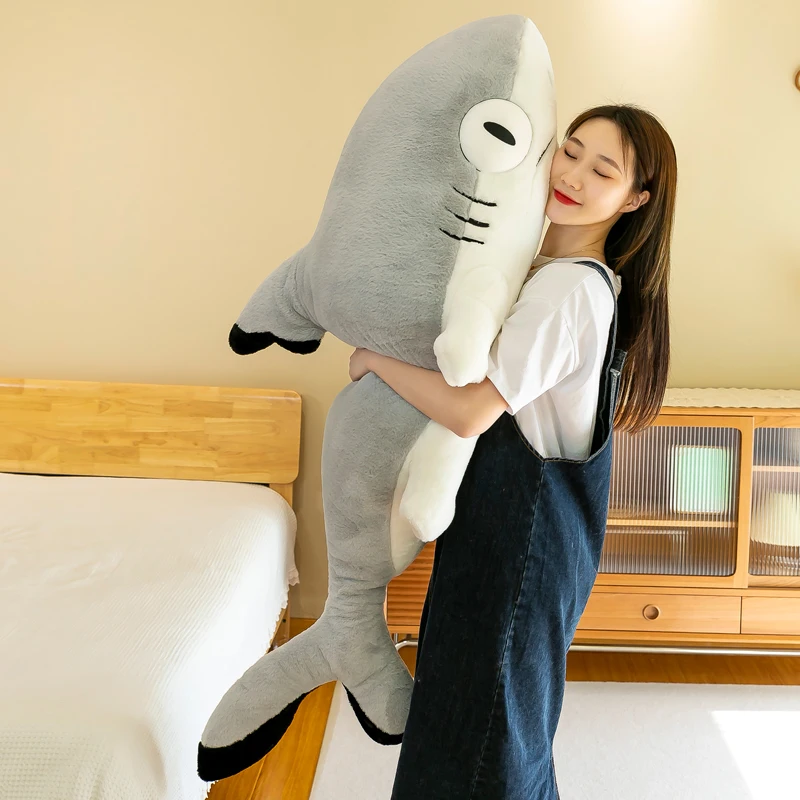 130cm Cute Soft Shark Cat Plush Toys Office Nap Stuffed Animal Pillow Home Comfort Cushion Christmas Gift Doll for Kids Girl