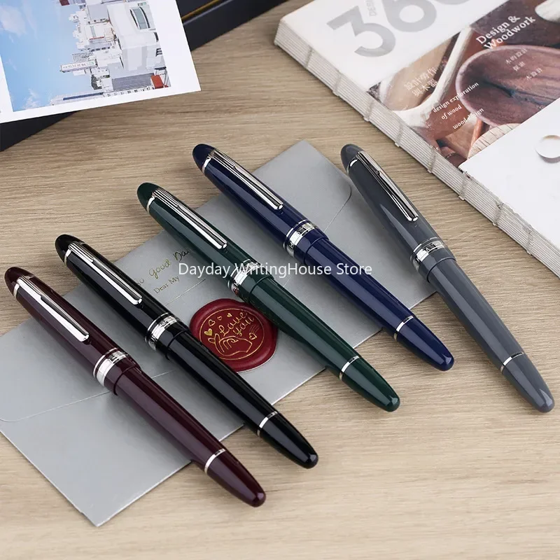 MAJOHN Craftsman P136 Resin Fountain Pen Metal Copper Piston Ink Absorbing Visual Ink Window Writing School Gift Long Knife Nib