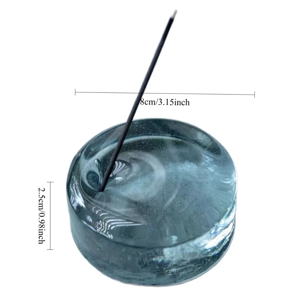 Minimalist Solid Glass Incense Holder, Round Incense Stick Stand for Meditation Relaxation