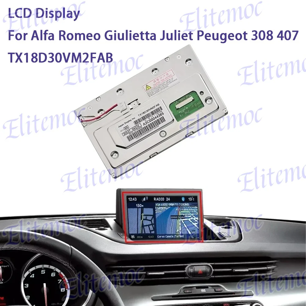 

TX18D30VM2FAA/B 7" New LCD Display for Alfa Romeo Giulietta Juliet Peugeot 308 407 Radio GPS Navigation Screen 9673538880