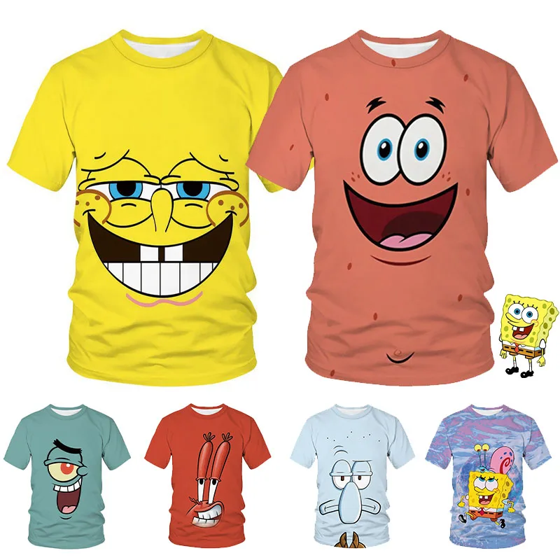 Disney SpongeBobs Kid T Shirt Funny Kawaii Patrick Star 3D Print Boy Girls Tshirt Casual Sport Top Cartoon Short Sleeves Gift