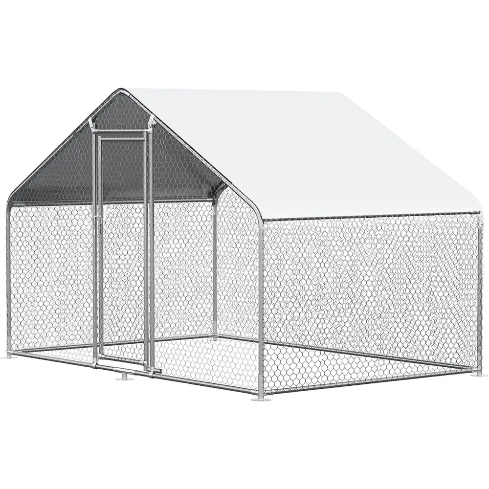 

Chicken Coop Large Metal Chicken Run for 6/10 Chickens Poultry Cage with Waterproof Cover for Duck Walk-in Chicken Pen for Yard