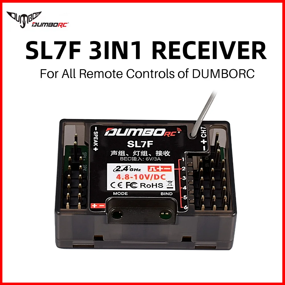 

DumboRC 2.4GHz SL7F Receiver with Gyro BEC 6V/3A for All DumboRC Transmitter